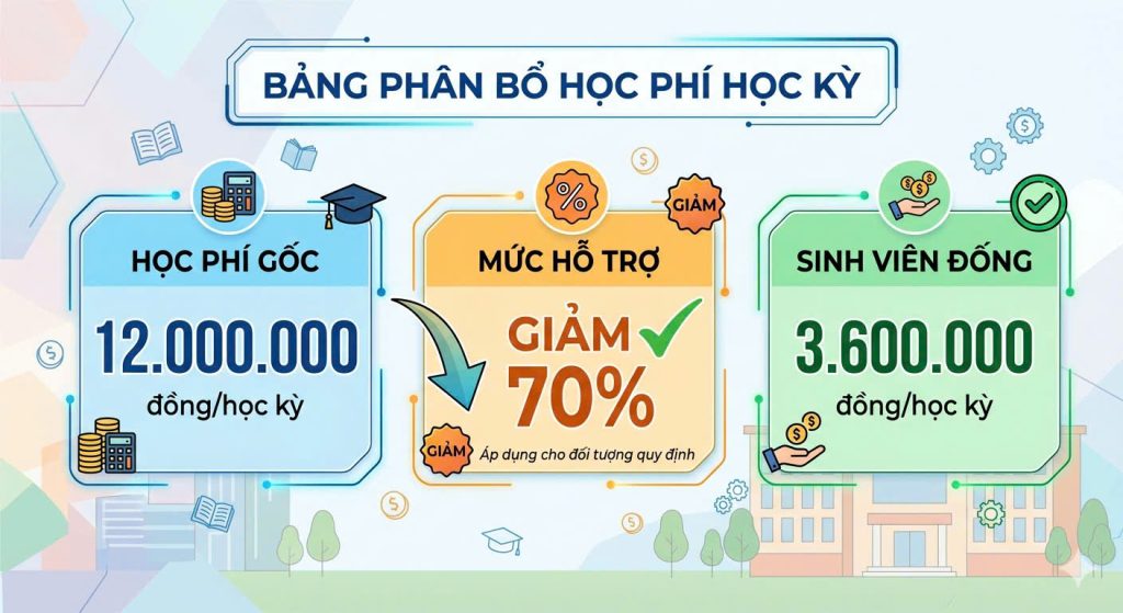 học phí được nhà nước hỗ trợ lên đến 70% 